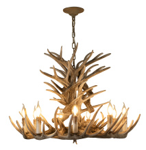 Bethel International Canada YA28C39BR - 9-Light Faux Brown Polyresin Antler Chandelier With Metal Hardware