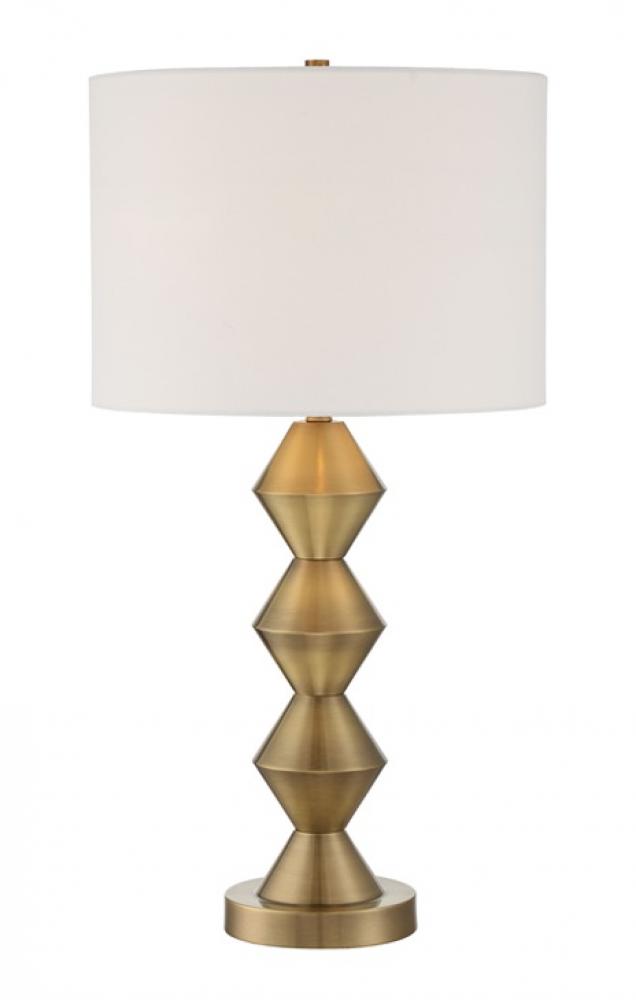 BL42LTX, Antique Brass Metal Base with Off White Hardback Shade